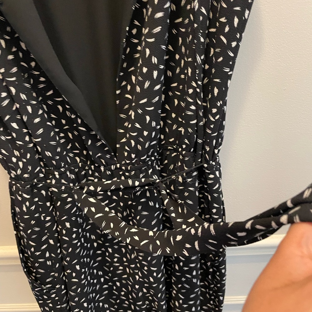 RW & Co Black and White Patterned Jumpsuit
